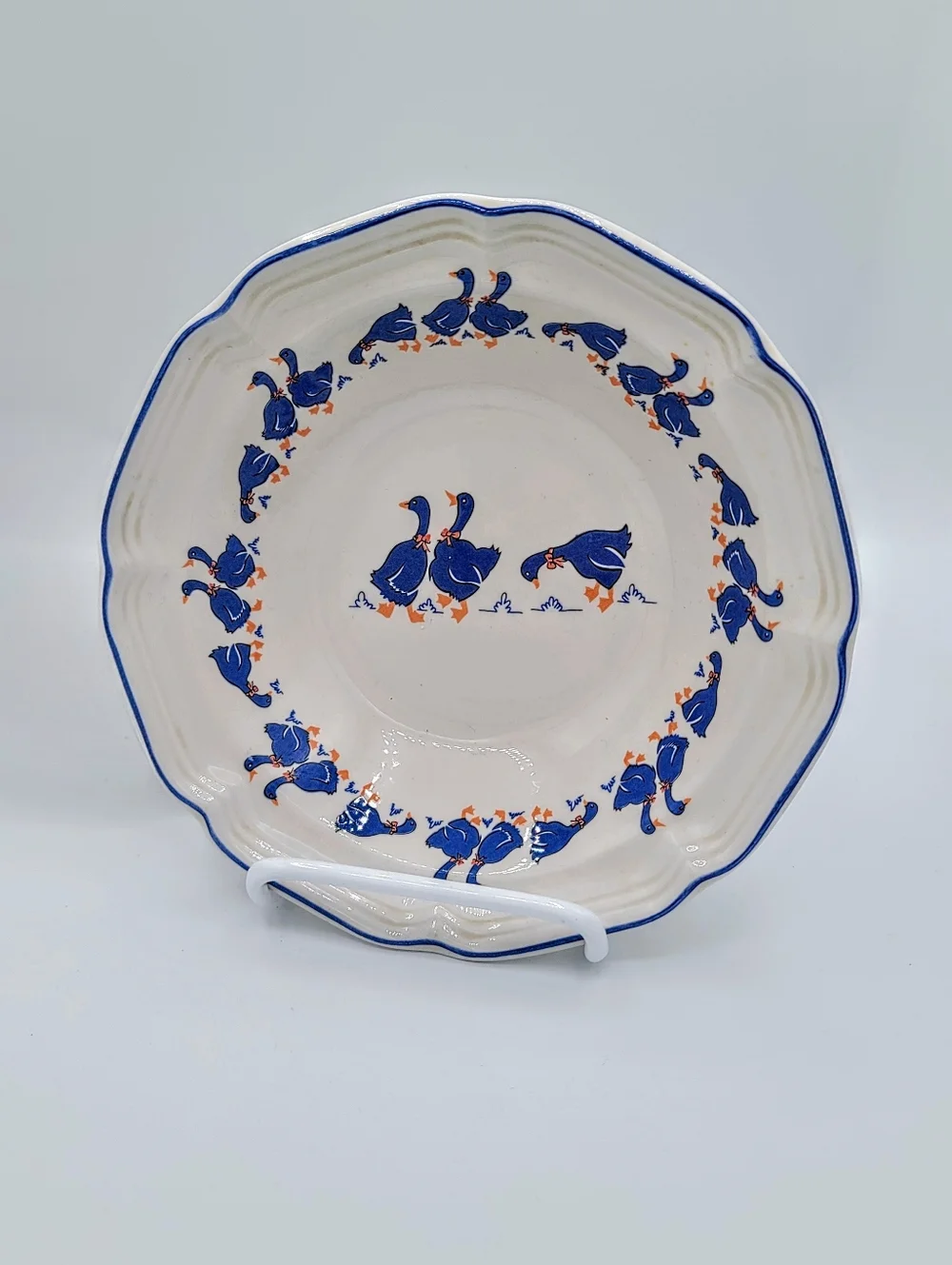Hankook Blue Geese Soup Cereal Bowls Set 4 Farmhouse Country Cottage Korea Vtg